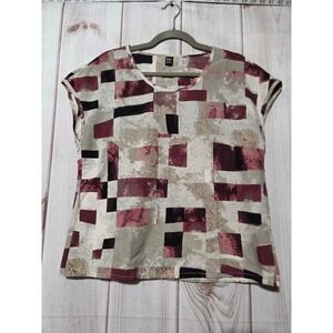 Skue Geometric Print Short Sleeve Top Women's Size 6 Art To Wear